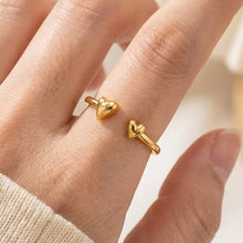 Gold Dipped Delicate Double Heart Open Ring: Silver
