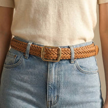 Vegan Leather Braided Belt - White