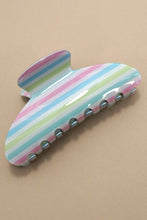 JUMBO STRIPE PLAID OVAL HAIR CLAW CLIPS | 40H1069: Pink