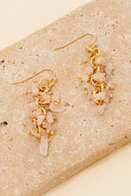 Pebble Stone Beaded Fringe Dangle Earrings - Turquoise