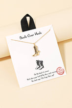 Gold Dipped Western Cowboy Boots Pendant Necklace - Silver