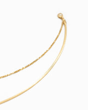 Double Layered Box and Snake Chain Necklace: Rhodium