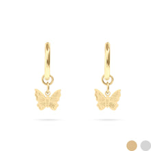 18K Gold PVD Stainless Steel Butterfly Huggie Earrings - Gold