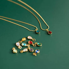 18K Gold PVD Teardrop Birthstone Charm Bar - April