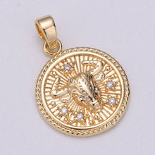 18K Gold Filled Zodiac Horoscope Sign Constellation Medallion Pendant Charm Textured Coin Decorative Edge for Necklace Jewelry Making | A-A1761-A-A1766: Scorpio