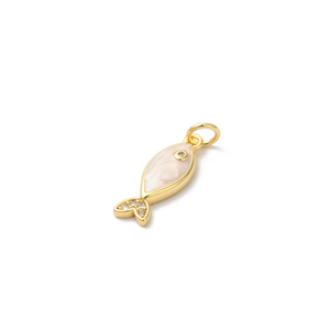 Pearlescent Fish Charm Bar - Gold