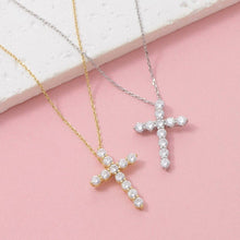 Cz Studded Cross Pendant Necklace - Gold