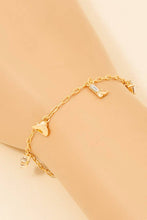 Cz Studded Mini Western Charms Chain Bracelet - Gold