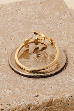 Metallic Leaf Branch Open Band Ring - Gold