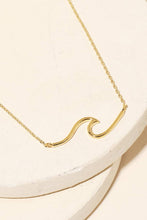 Dainty Wave Pendant Necklace - Gold