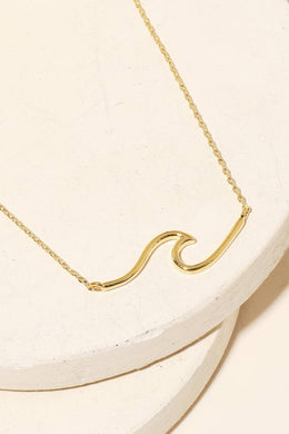 Dainty Wave Pendant Necklace - Gold