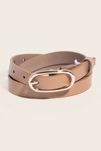 Long Oval Buckle Leather Belt - Silver/Black