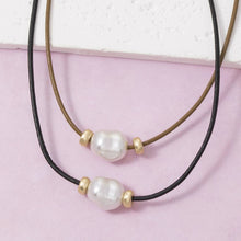 Leather Cord Baroque Pearl Station Necklace: WGBR