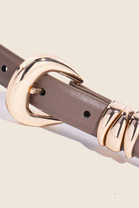 Thin Genuine Leather Belt - Black