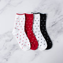 Always Lovely Casual Socks: White/Red Heart
