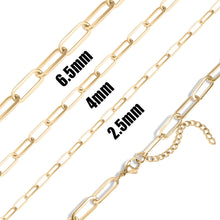 18K Gold Paperclip Chain Necklace Charm Bar - 14+02" / 2.5mm