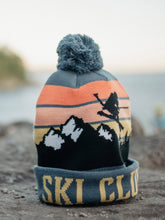 Ski Club Beanie Winter Knit Hat with Pom Pom for Skiing and Snow Sports