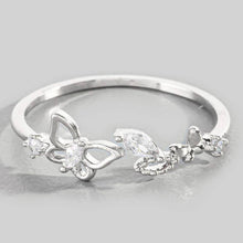 Gold Dipped Cz Butterfly Open Ring - Gold