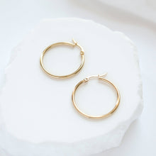 18K Gold PVD Stainless Steel Round Tube Hoop Earrings - Gold / 40mm