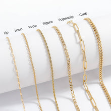 18K Gold Paperclip Chain Necklace Charm Bar - 14+02" / 4mm