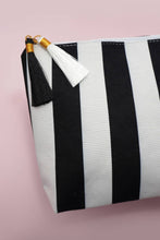 Striped Tassel Makeup Pouch - Pink/Ivory