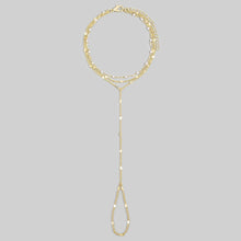 Layered Pearl Station Hand Chain Bracelet
