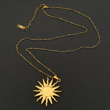 CZ Sun Pendant 18K Golden Stainless Steel Necklace