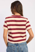 Fairway Stripe Boyfriend Tee - Wine Multi