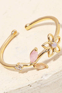 Flower Leaf Adjustable Ring - Gold