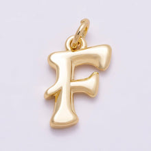 16K Gold Filled 14mm Minimalist Molten Alphabet Initial Letter Charm Bar | Charms-00908 ~ Charms-00933: Letters Set