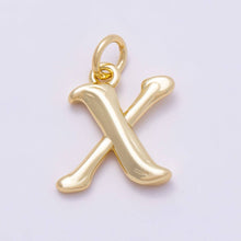 16K Gold Filled 14mm Minimalist Molten Alphabet Initial Letter Charm Bar | Charms-00908 ~ Charms-00933: Letters Set