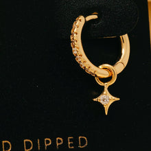 Gold Dipped Cz Star Charm Hoop Earrings: GOLD