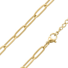 18K Gold Paperclip Chain Necklace Charm Bar - 18+02" / 4mm