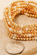 Layered Pearl And Metallic Beaded Bracelet Set - Silver