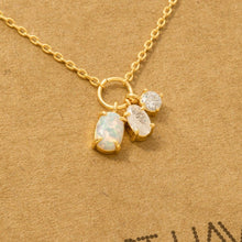 Dainty Opal Crystal Charm Necklace - Gold