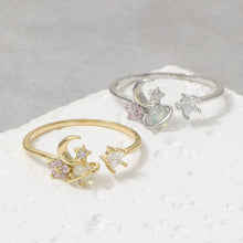 Gold Dipped Cz Celestial Open Ring: Gold
