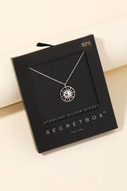 Secret Box Gold Dipped Circle Sun Pendant Necklace - Silver