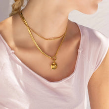 18K Gold PVD Stainless Steel Curb Charm Holder Necklace: Stainless / 16'+2"