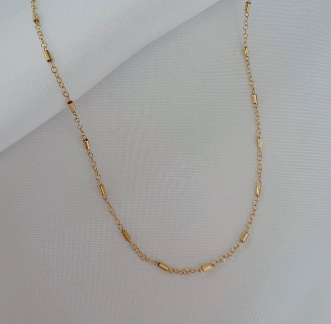 Jake Bar Cable Layering Necklace Gold Fill