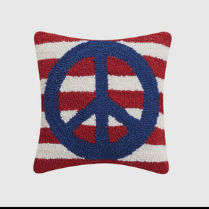 Patriotic Striped Peace Sign Hook Pillow