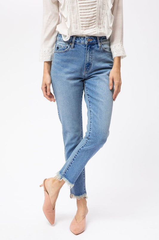 Out of Office Frayed Hemline High Waisted Denim - Cactus Lounge Boutique