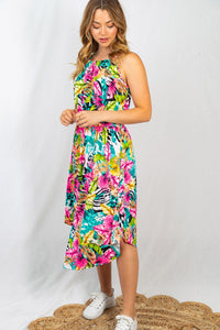 Maui Life Sleeveless Floral Print Knit Dress