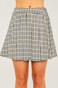 Now and Then School Girl Plaid Skirt - Black Combo