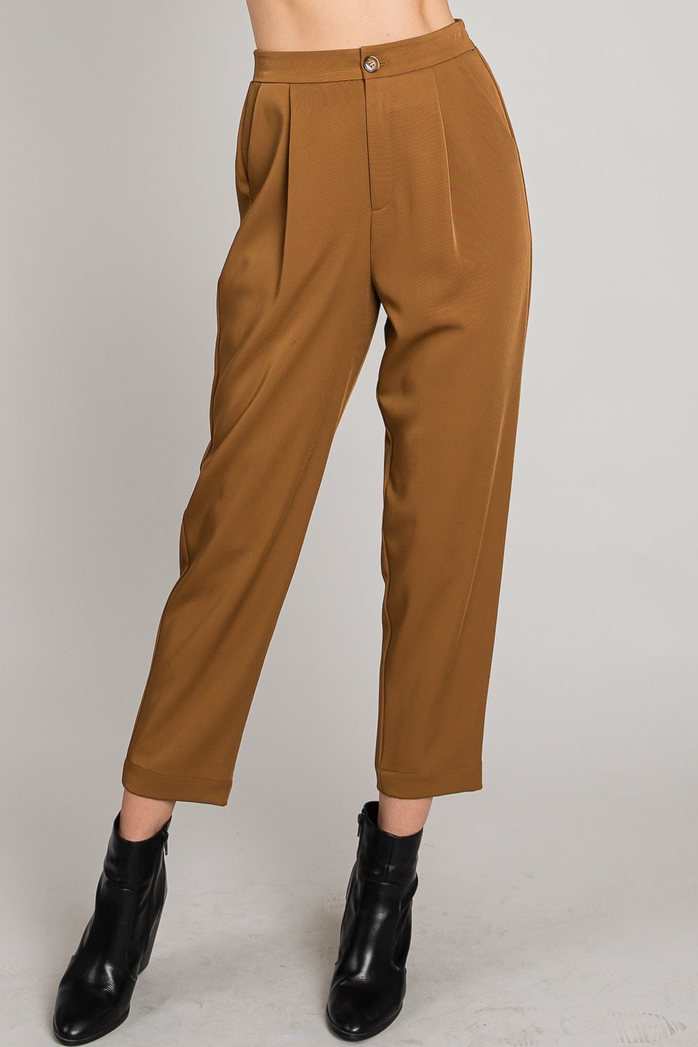 Soft Drapey Twill Tapered Pants - Toffee