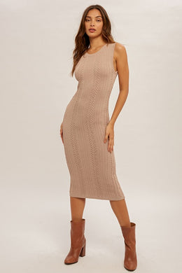 FINAL SALE Take Me To The Racetrack Cable Knit Sweater Dress