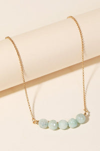 Aurora Beaded Stone Necklace - Mint