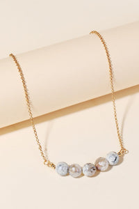 Aurora Beaded Stone Necklace - White Marble