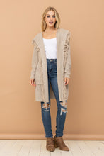 Sit by the Fire Hooded Fringe Knit Open Cardigan - Oatmeal
