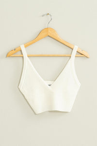 FINAL SALE Coachella Banded Sweater Cami Top - Marshmallow