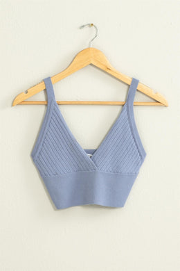 FINAL SALE Coachella Banded Sweater Cami Top - Light Indigo